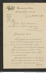 Nachlass Franz Steindachner, Brief von Hermann Rolle an Franz Steindachner (18.04.1899), Inv.Nr. 421.01, Seite 1